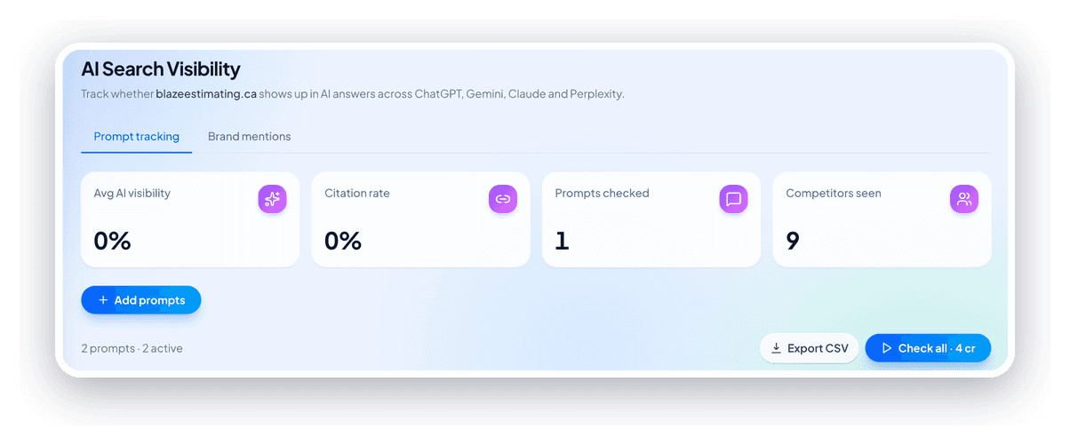 AI Search Visibility in the SerpBee dashboard