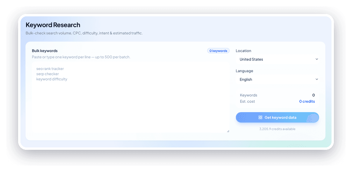 Keyword Research in the SerpBee dashboard