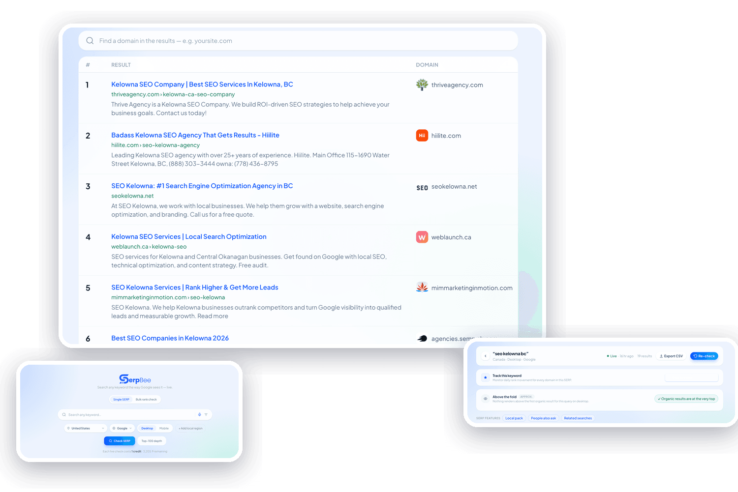 Live SERP Checker in the SerpBee dashboard